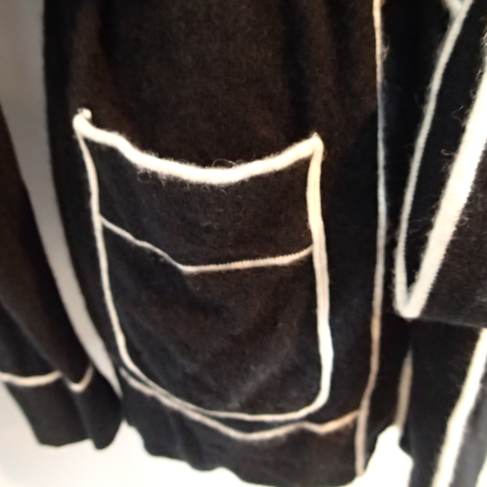 Madeleine Thompson black Cashmere Cardigan Long Sleeve sz S sweater belt pockets