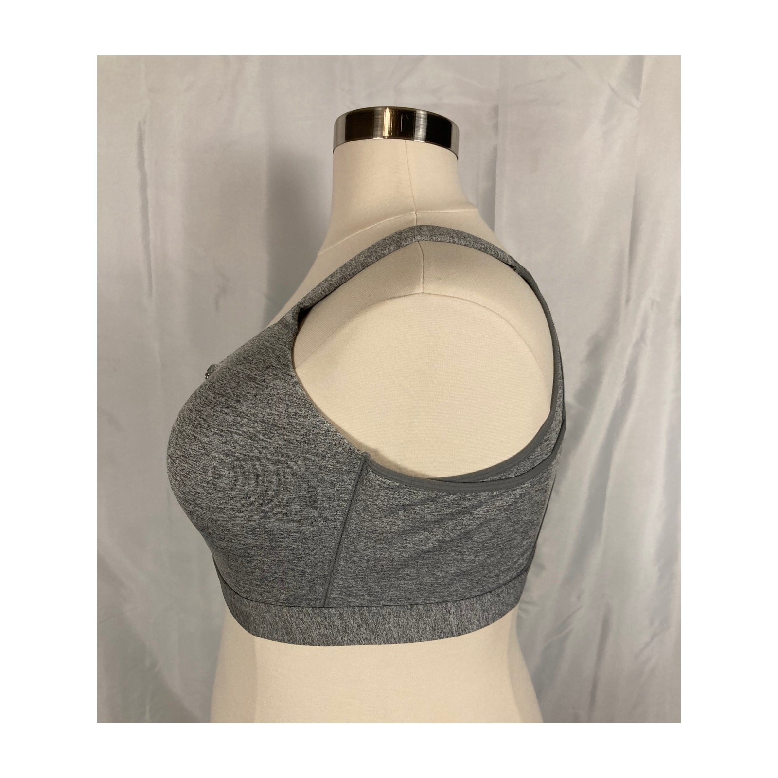 3X MTA sport front closure zip sports bra gray grey cross back