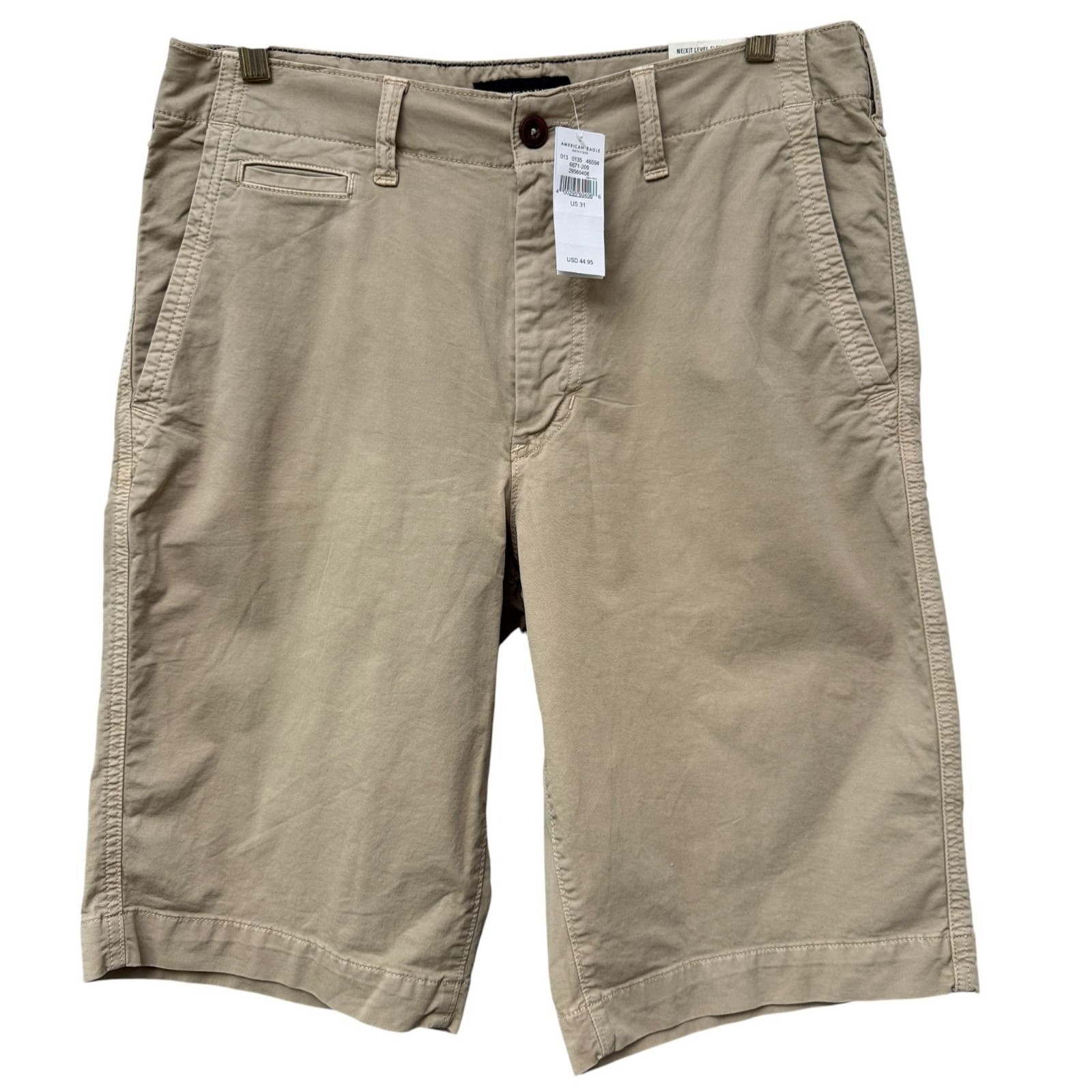 American Eagle Mens Shorts Next Level Flex Bermuda Khaki Tan Size 31 NWT