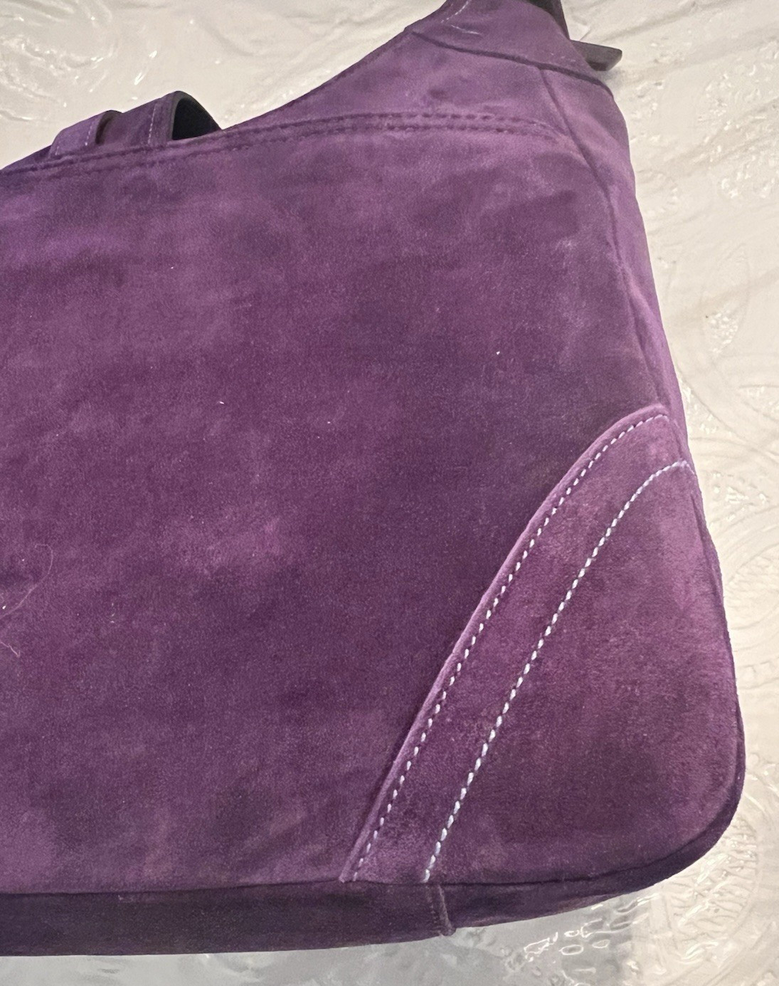 VINTAGE COACH HAMPTONS PLUM SUEDE LRG HOBO BAG-CARE KIT-DUST BAG & BOX NEW TAG