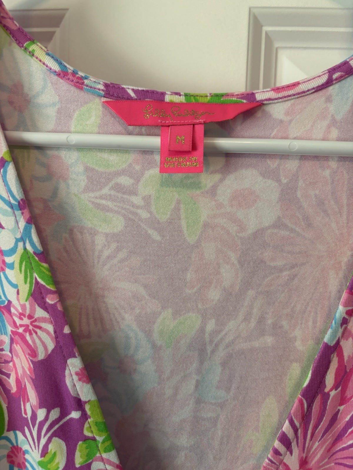 Lilly Pulitzer Anchorage Faux Wrap Midi Dress Amethyst Mom’s the Word Size M EUC