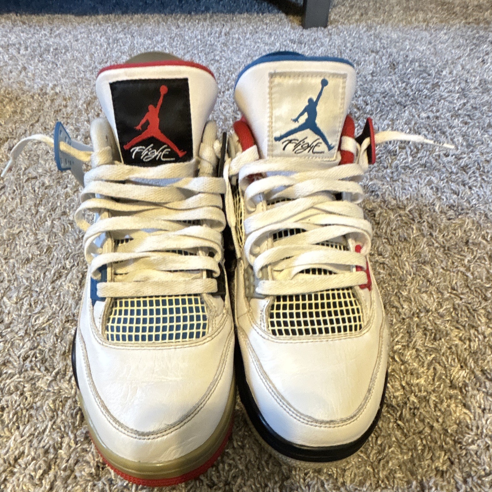 Jordan Air Jordan 4 Unisex Kids Basketball Mid Top Lace-Up White/Red/Blue 10.5