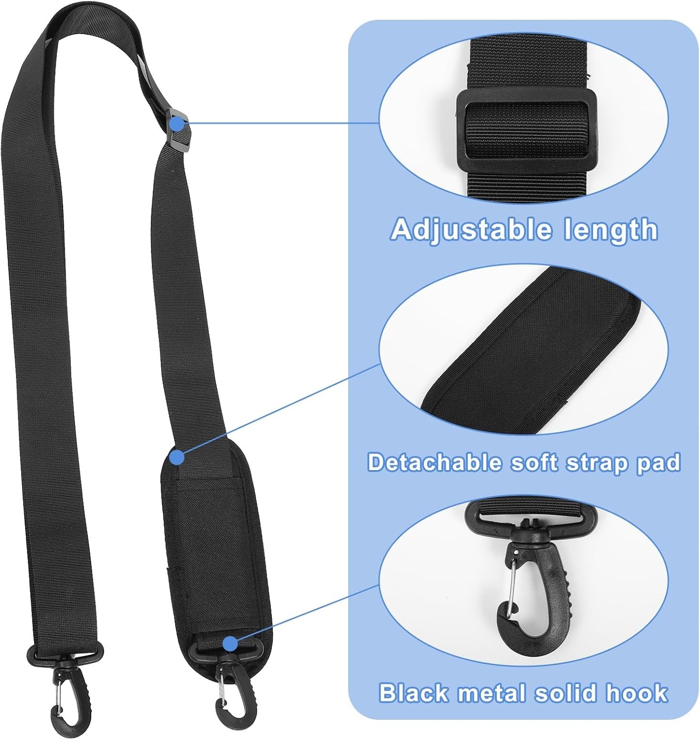 Shoulder Strap, 65 inch Adjustable Duffel Bag Shoulder Strap Replacement with
