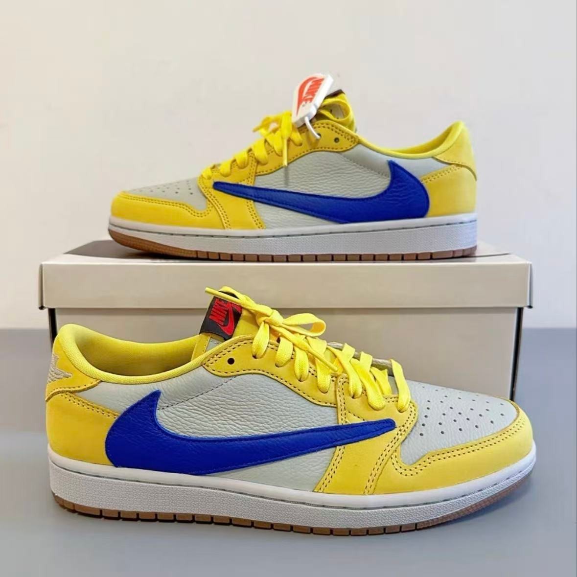 Men’s Travis Scott x Jordan 1 Low OG “Canary Yellow” Sneakers Size US 7-12