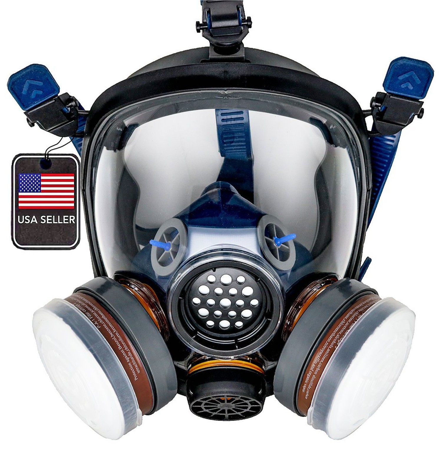 In Stock PD100 Full Face Gas Mask Respirator ASTM Dual Activated Charcoal Filter