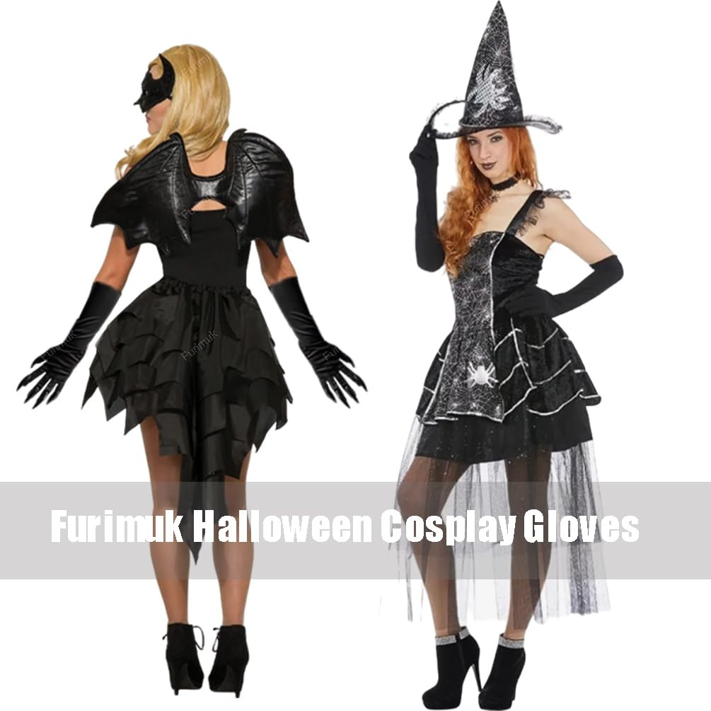 Furimuk Cat Women Claw Glove Long approx. 47 x 10 cm/ 18.5 x 3.9 inch, Black