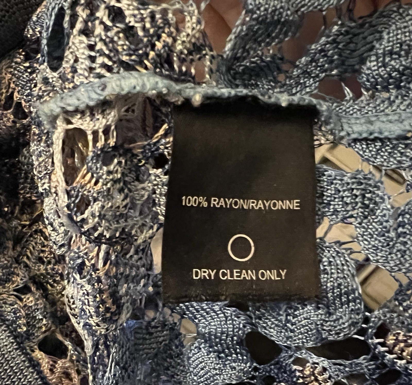 NIC+ZOE Open Weave Floral Knit Top Blue Beige Asymmetrical Tunic Large