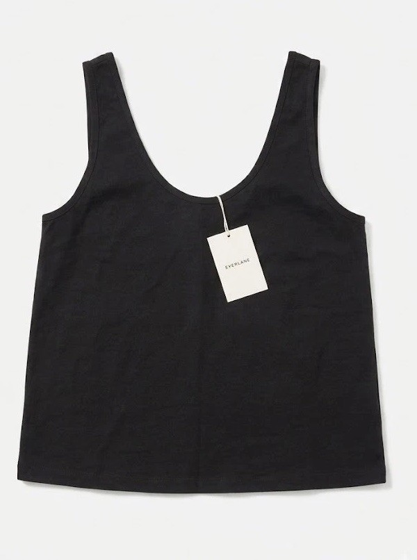 New Everlane The Scoop Tank 100% European Linen Size 2 Black