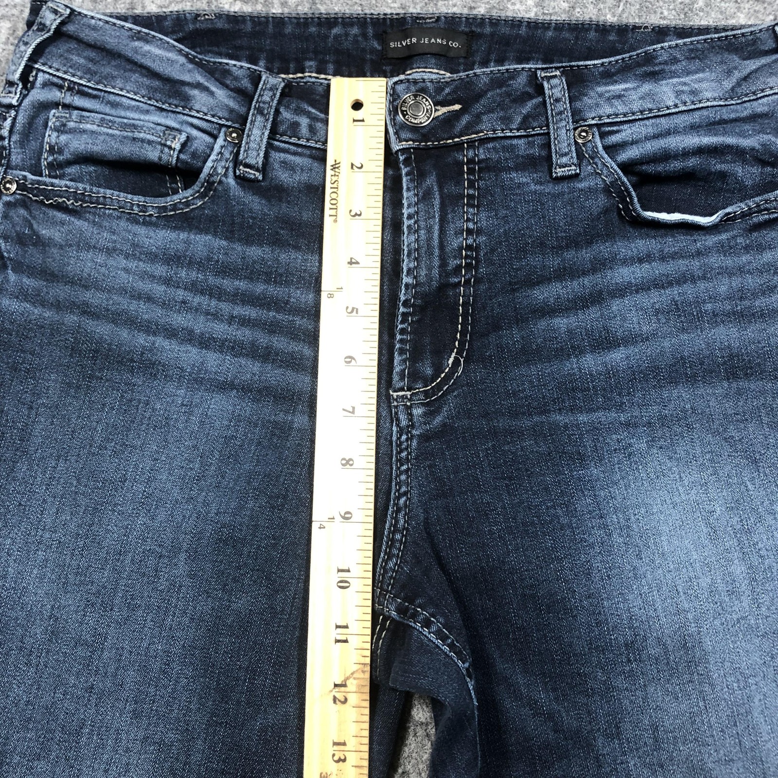 Silver Jeans Co Suki Slim Boot Jeans Womens 12 Dark Wash Mid Rise Stretch Denim