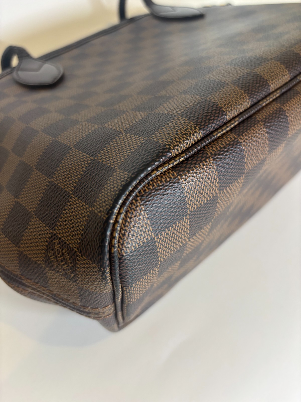 LOUIS VUITTON Neverfull PM Damier Ebene Canvas Brown Tote Bag N51109 Authentic