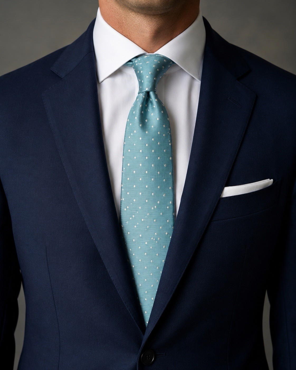 Haspel Lustrous Silk Tie Soft Mint Color With Pin Dot Design 60″ X 3.5″