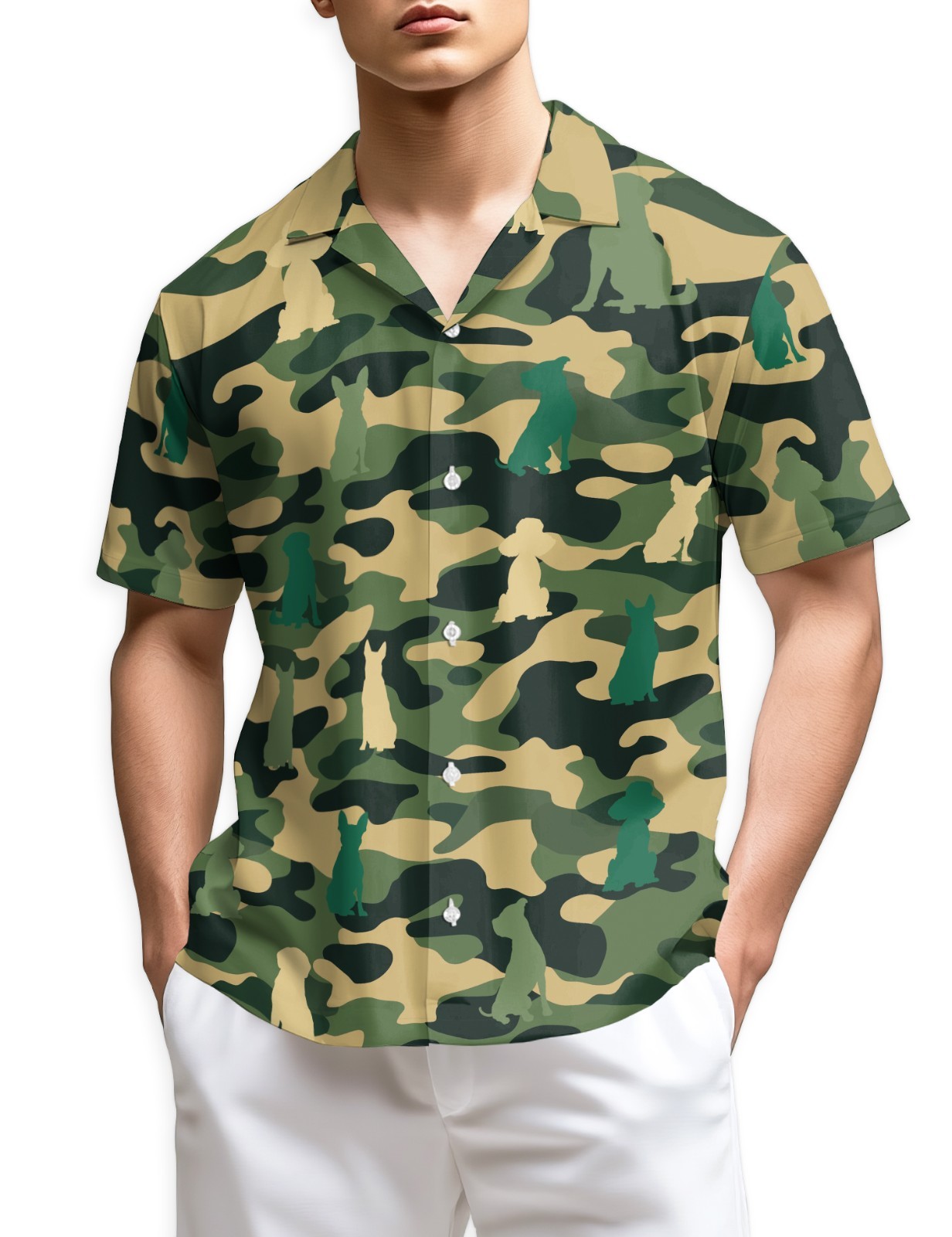 Spinone Italiano Dog Hawaiian Shirt Camo Animal Lover Aloha Gift