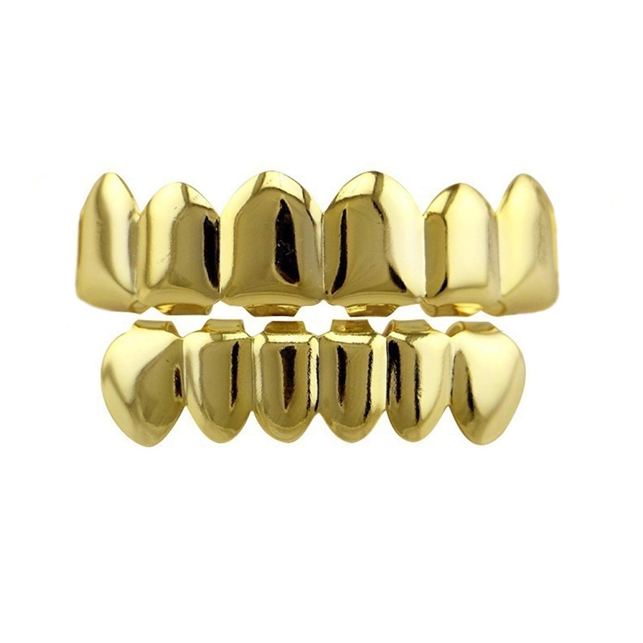 24K Gold Plated Punk Custom Fit Teeth Top: 5×1.3cm, Bottom: 4×1.1cm,