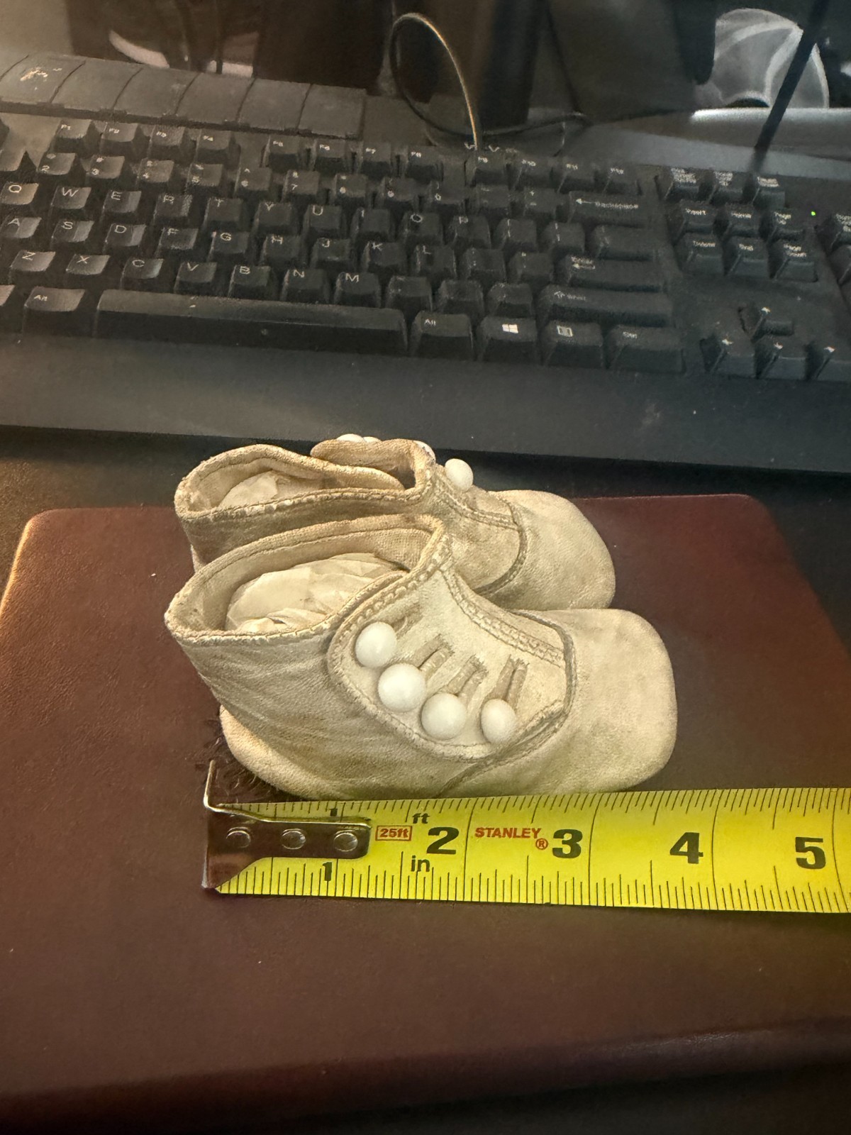 Victorian Era Antique baby shoes Button Up Leather