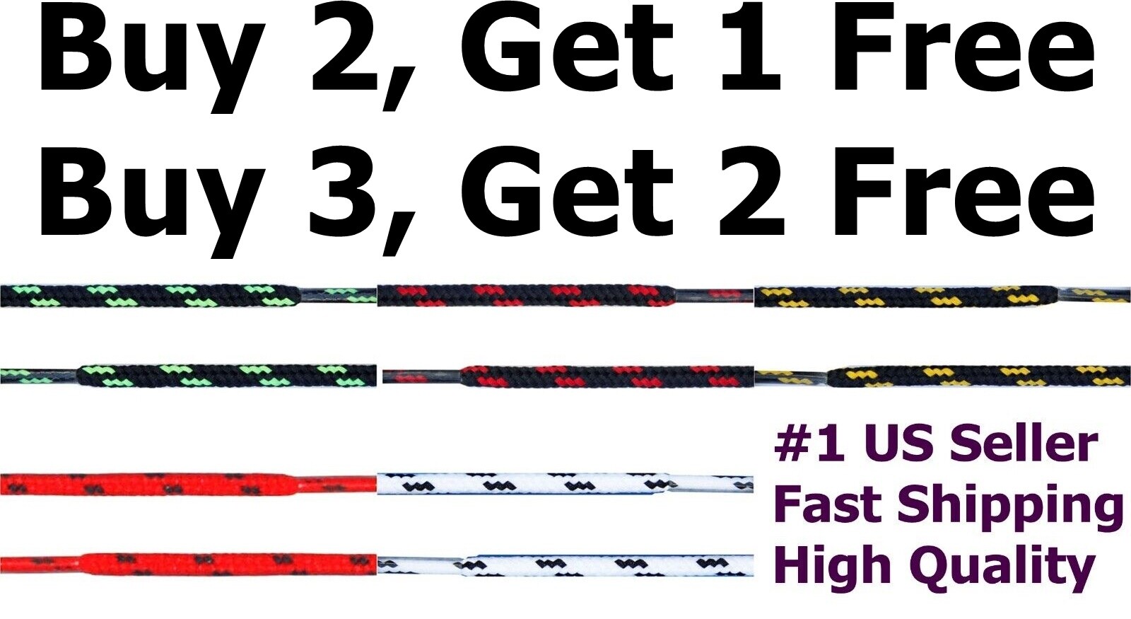 New Premium Mixed Two Toned Round Shoelace for 27 / 36 / 45 / 54 Inch All Colors