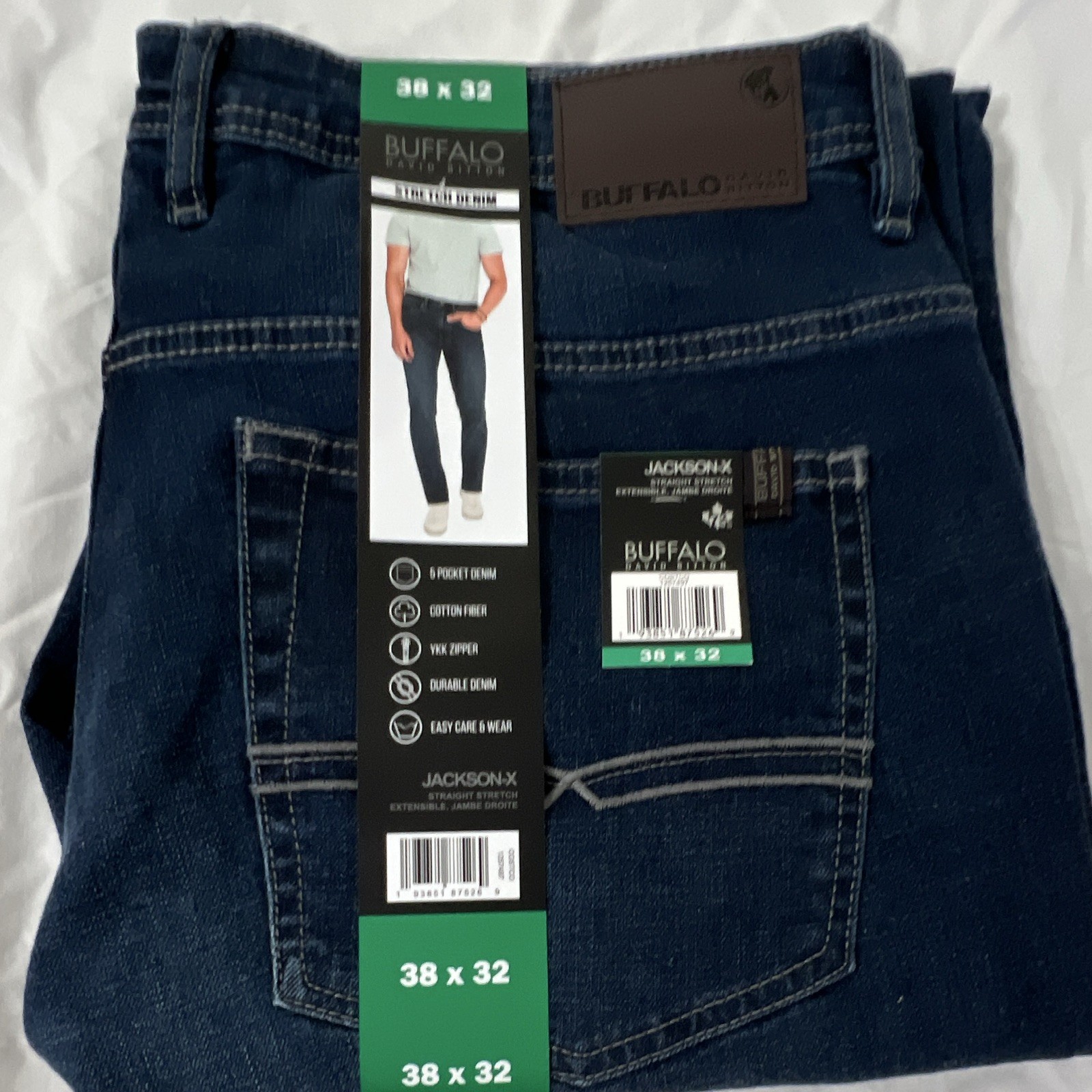 Buffalo David Bitton Men’s Straight Dark Wash Blue Stretch Denim Jeans NWT