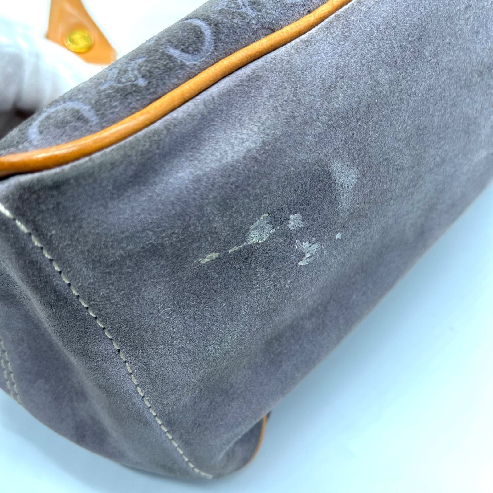 CELINE Boogie Bag C Macadam Suede Leather Gray Vintage Authentic From Japan