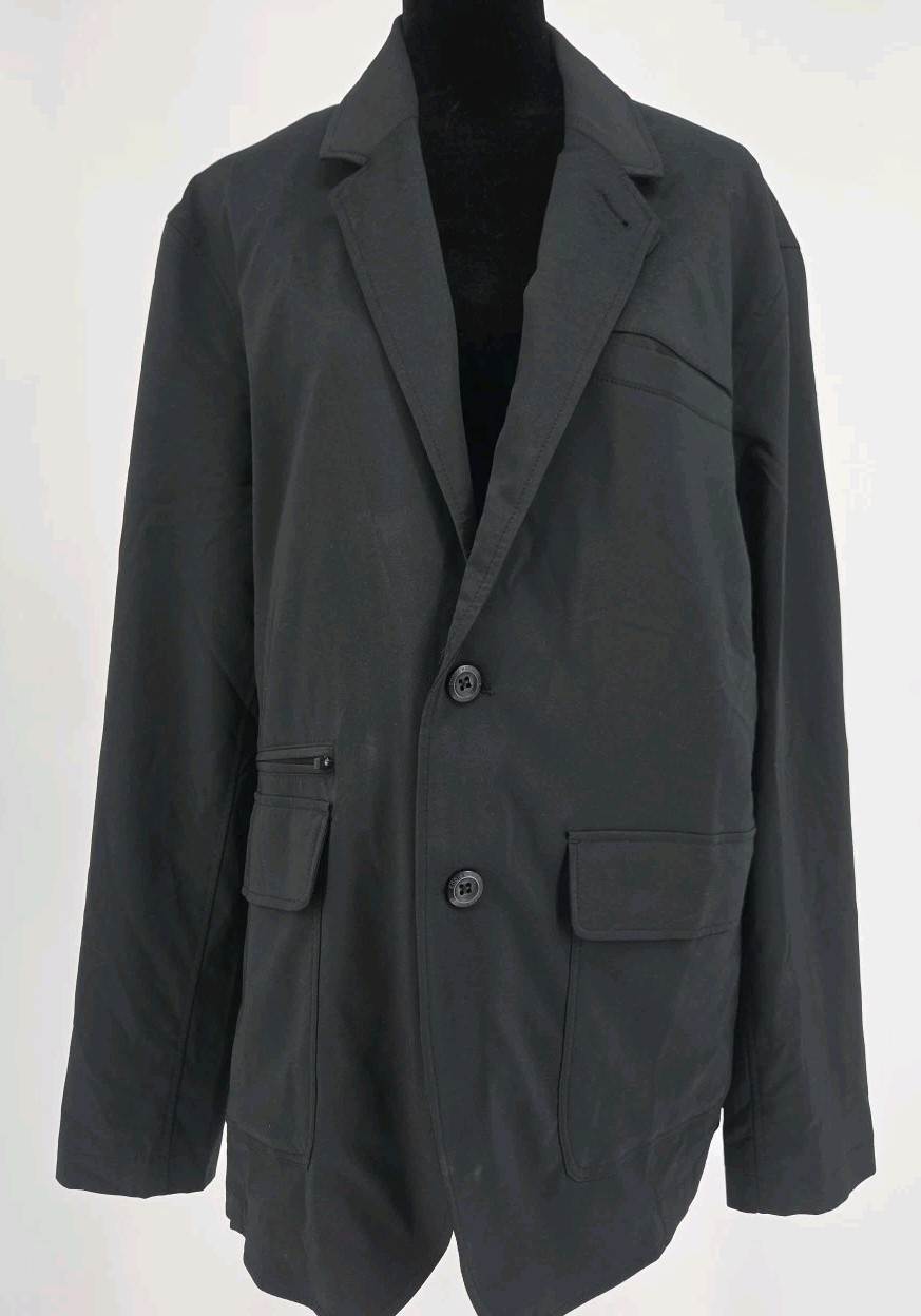 Eddie Bauer Blazer Jacket Mens Black 50 Nylon Blend T44 Voyager 2.0 Travex Coat