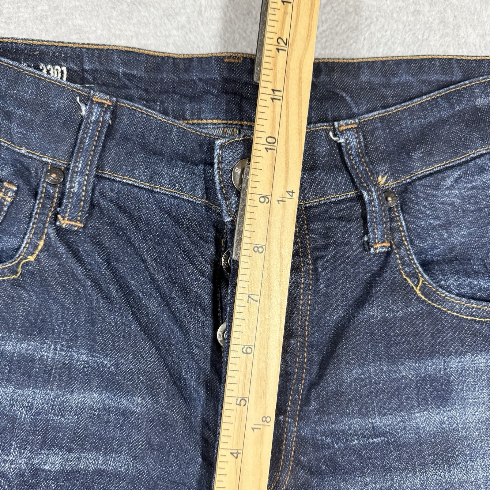G Star Raw Jeans Men 33×32 Blue 3301 Straight Tapered Cradle Denim Dark Wash