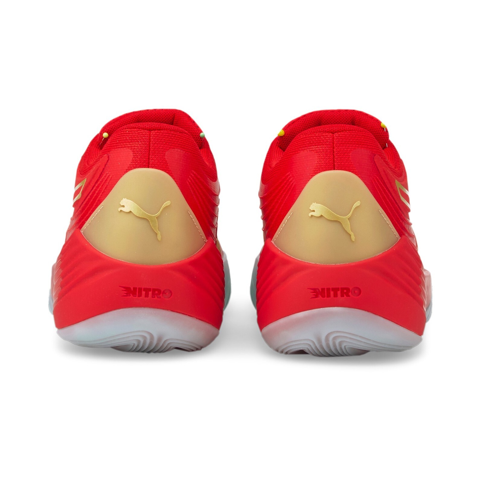 Puma US 11.5 Men’s Red Black Gold Basketball Light Fusion Nitro 195587 04 NIB