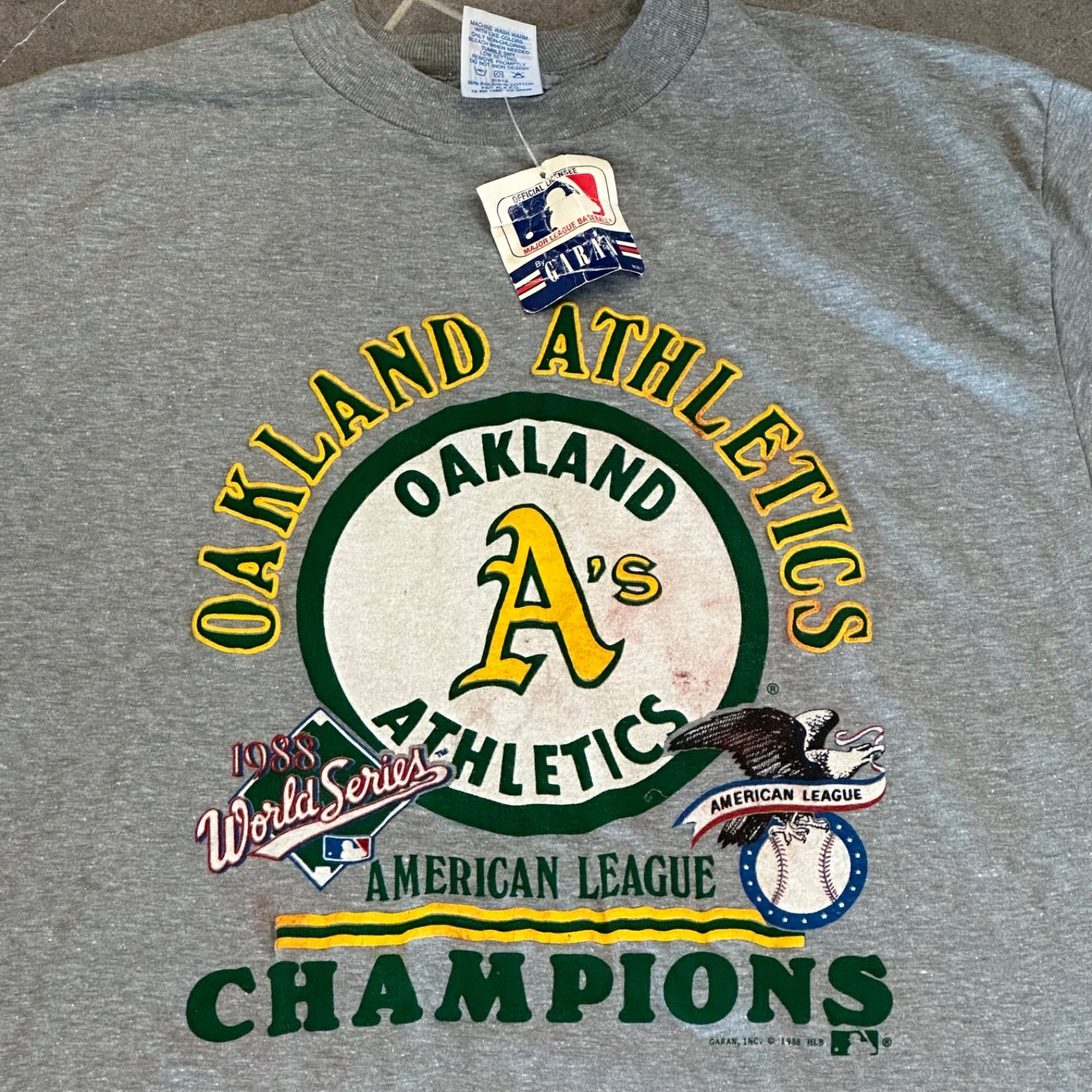 Vintage 1988 Oakland Athletics T Shirt MLB World Series Champions USA Mens XL
