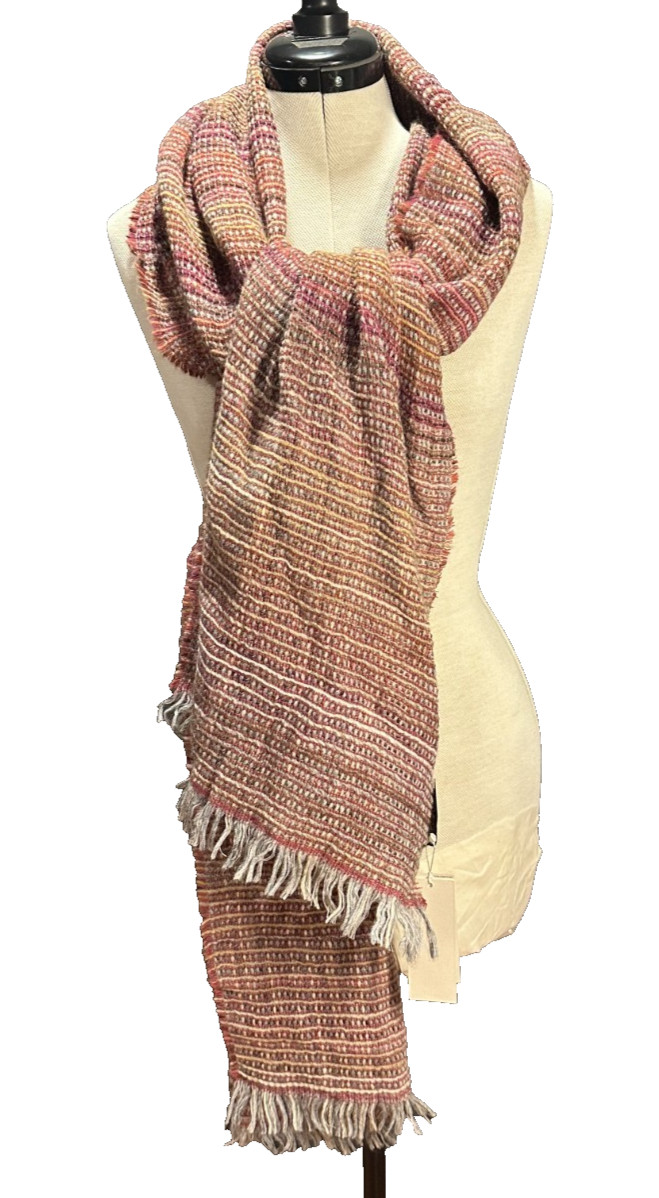 New with tags Daniel Cremieux Wool scarf burgundy gold pink made in Italy