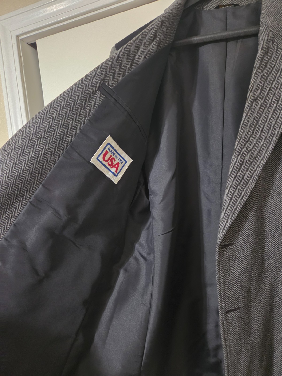 Vintage Pioneer Wear Western Sport Coat Blazer 44 Gray Herringbone USA