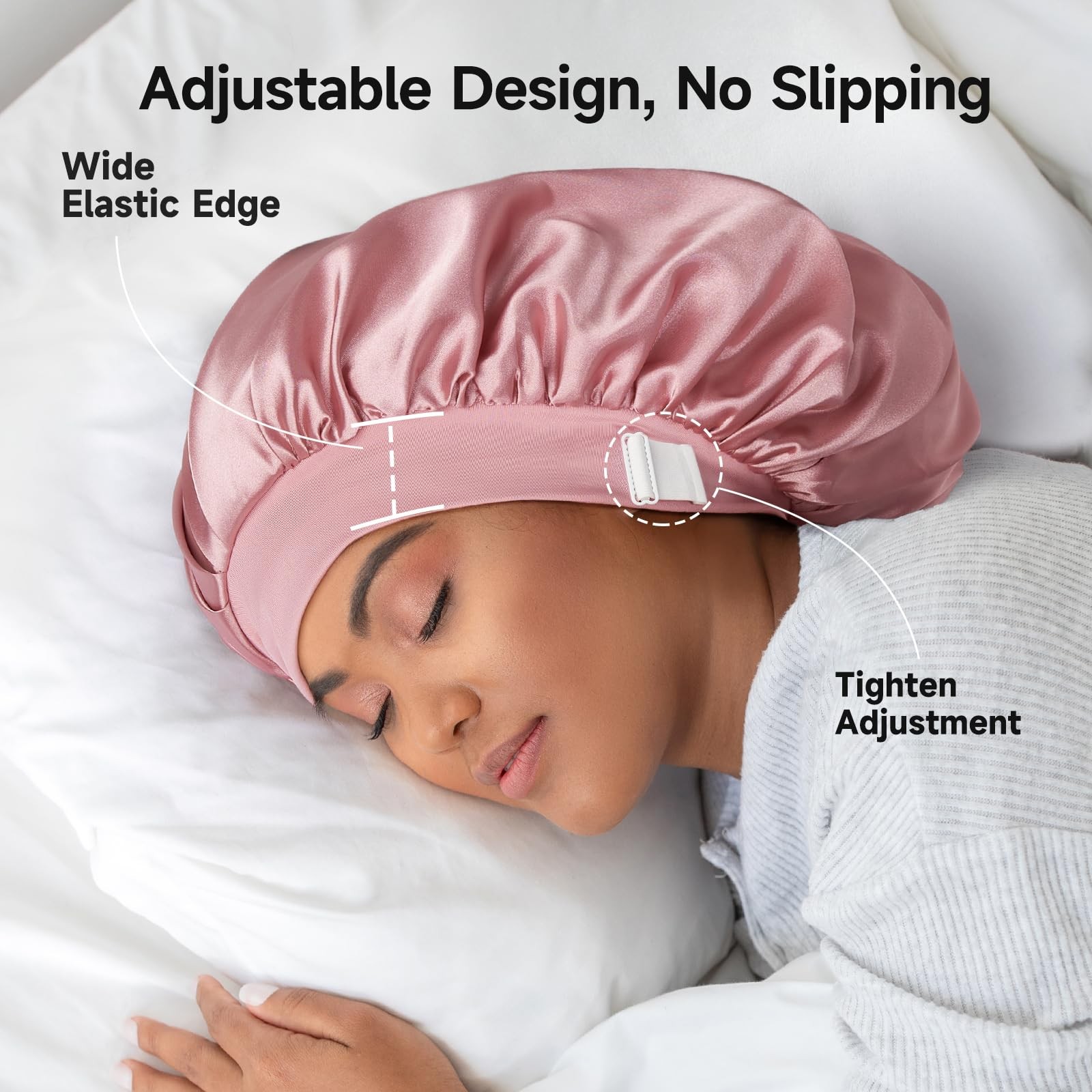 22 Momme 100% Real Mulberry Silk Bonnet for Sleeping Women, Large Hair Care B…