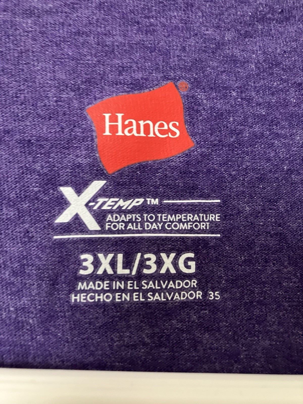 Men’s Hanes 3XL Purple Short-Sleeve Crewneck T-Shirt Xtemp Comfort Blend