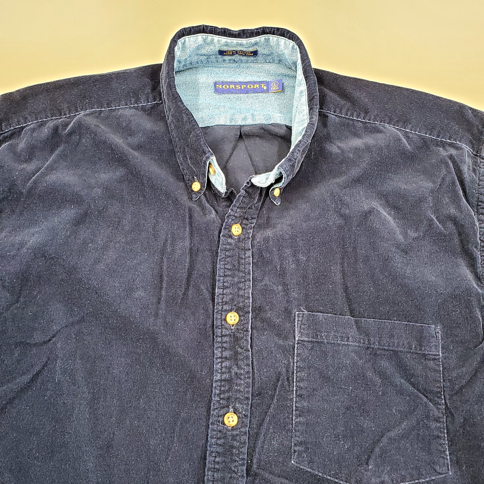 Vintage 90s Nordstrom Norsport Shirt Long Sleeve Fine Corduroy Buttondown Sz L