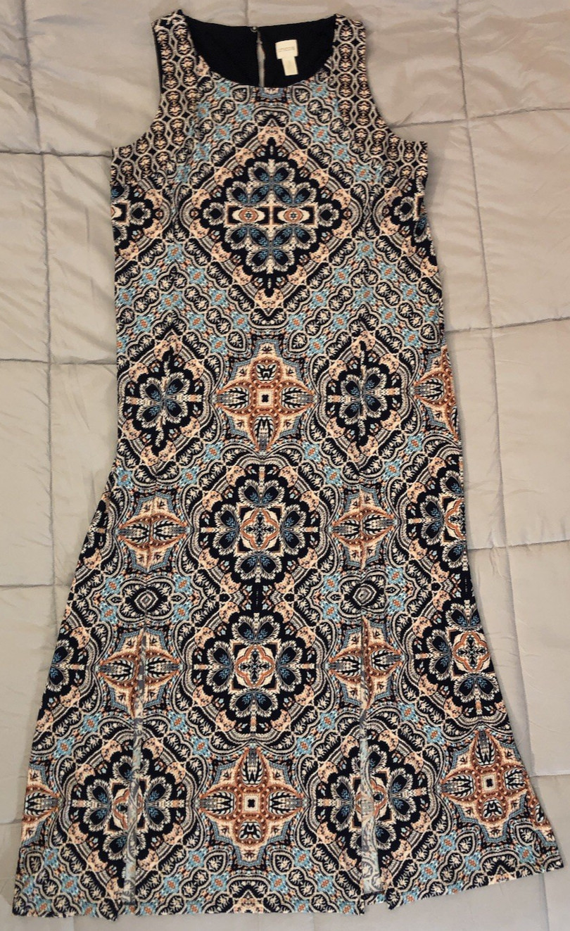 Chico’s Maxi Sleeveless Long Dress SIZE 3 Paisley Multicolor