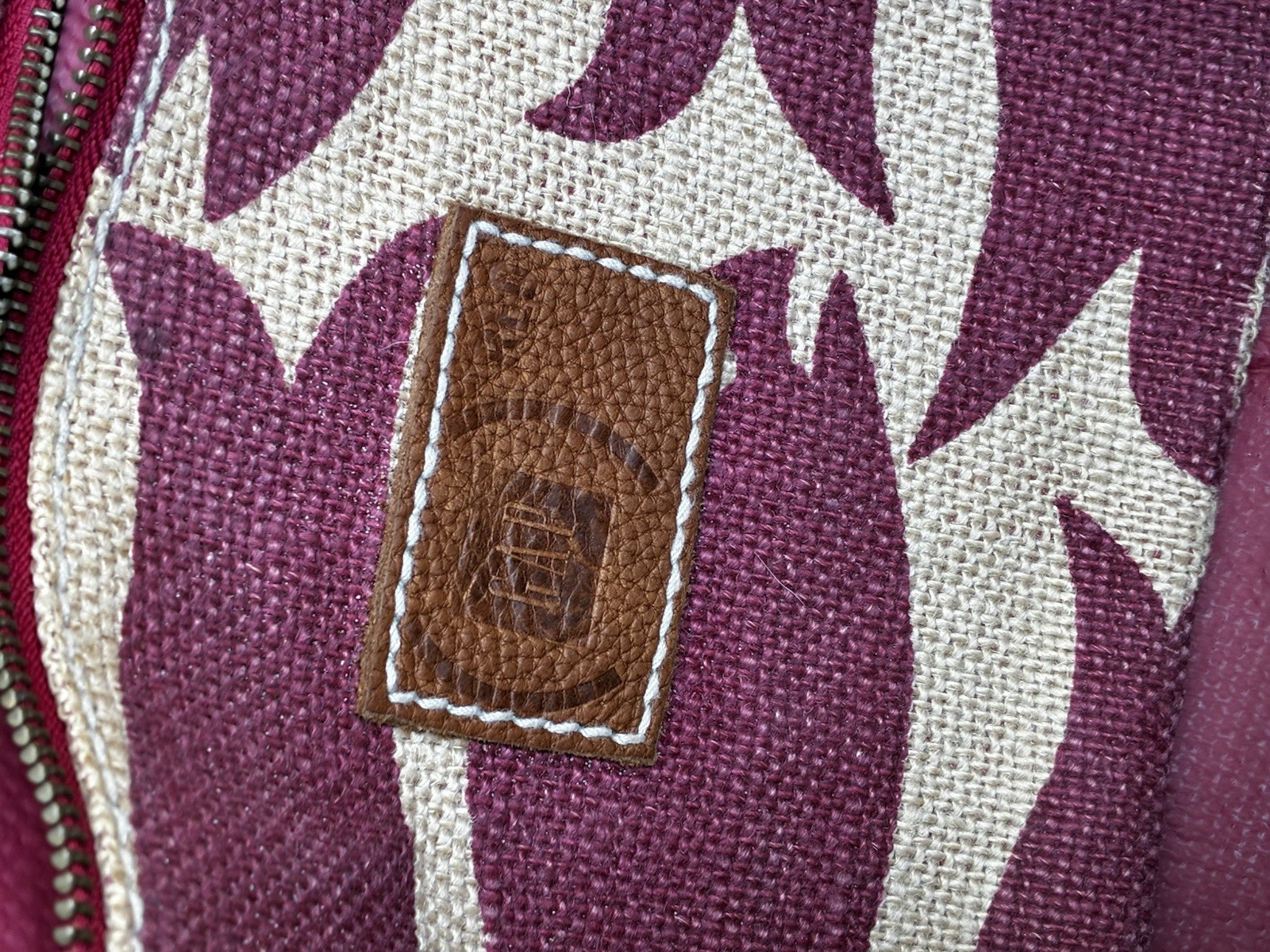 Vintage Gap Large Leather Jute Fish Tote Bag