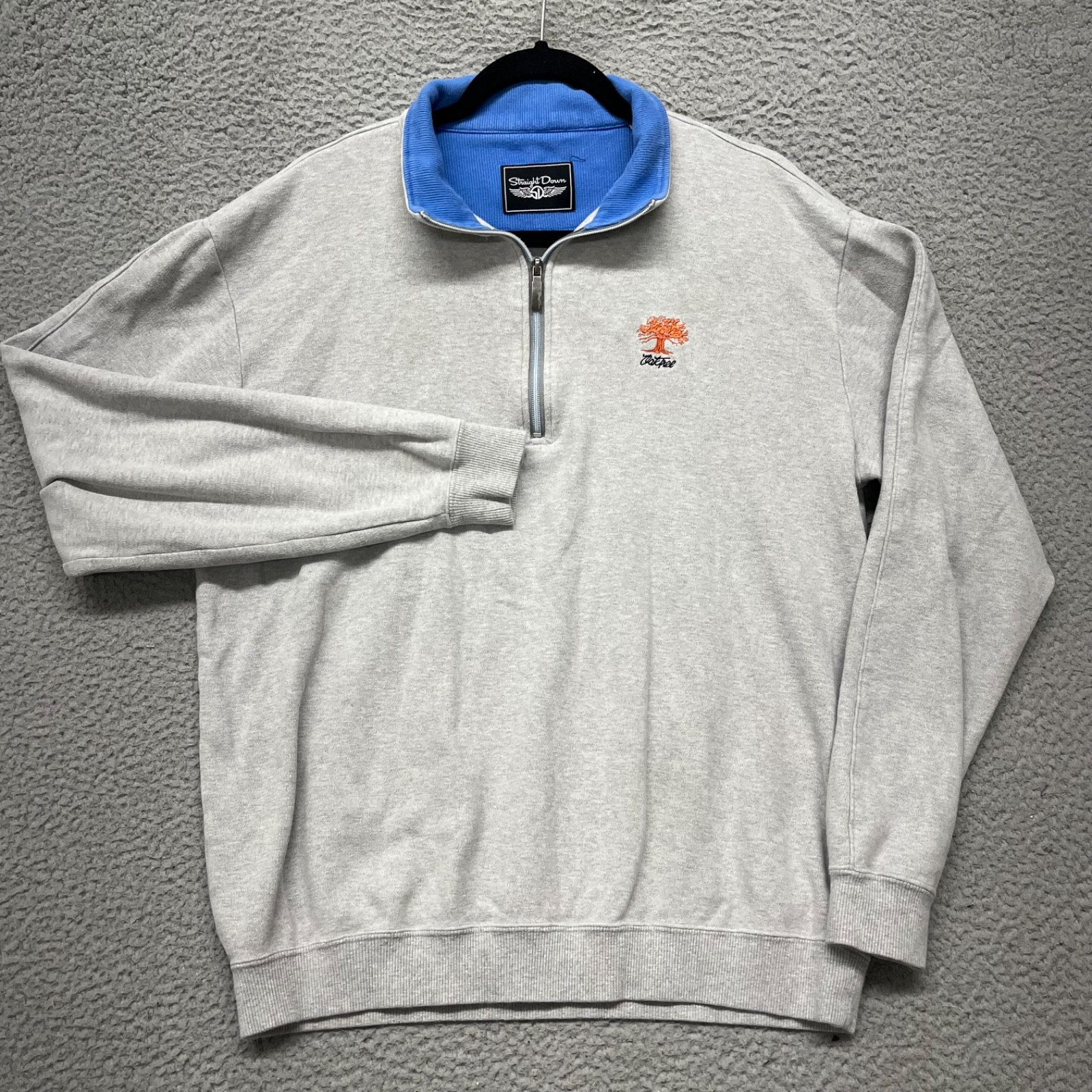 Straight Down Pullover Mens L Gray Heather Golf 1/4 Zip Preppy Sports *Logo*
