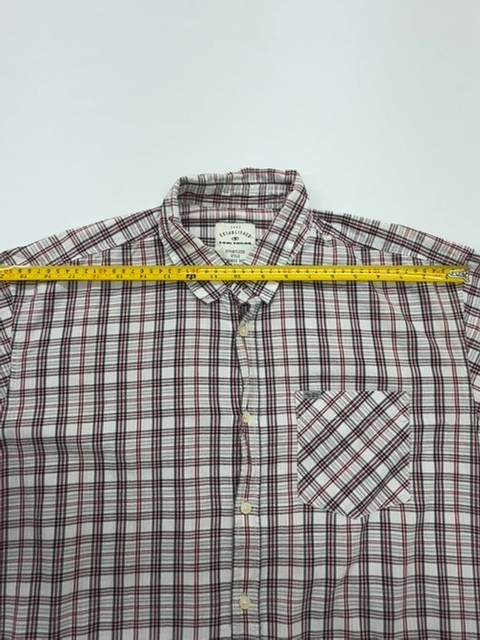 Estabished Men Red White Blue Plaid Button-Down Shirt XL Vintage Pocket