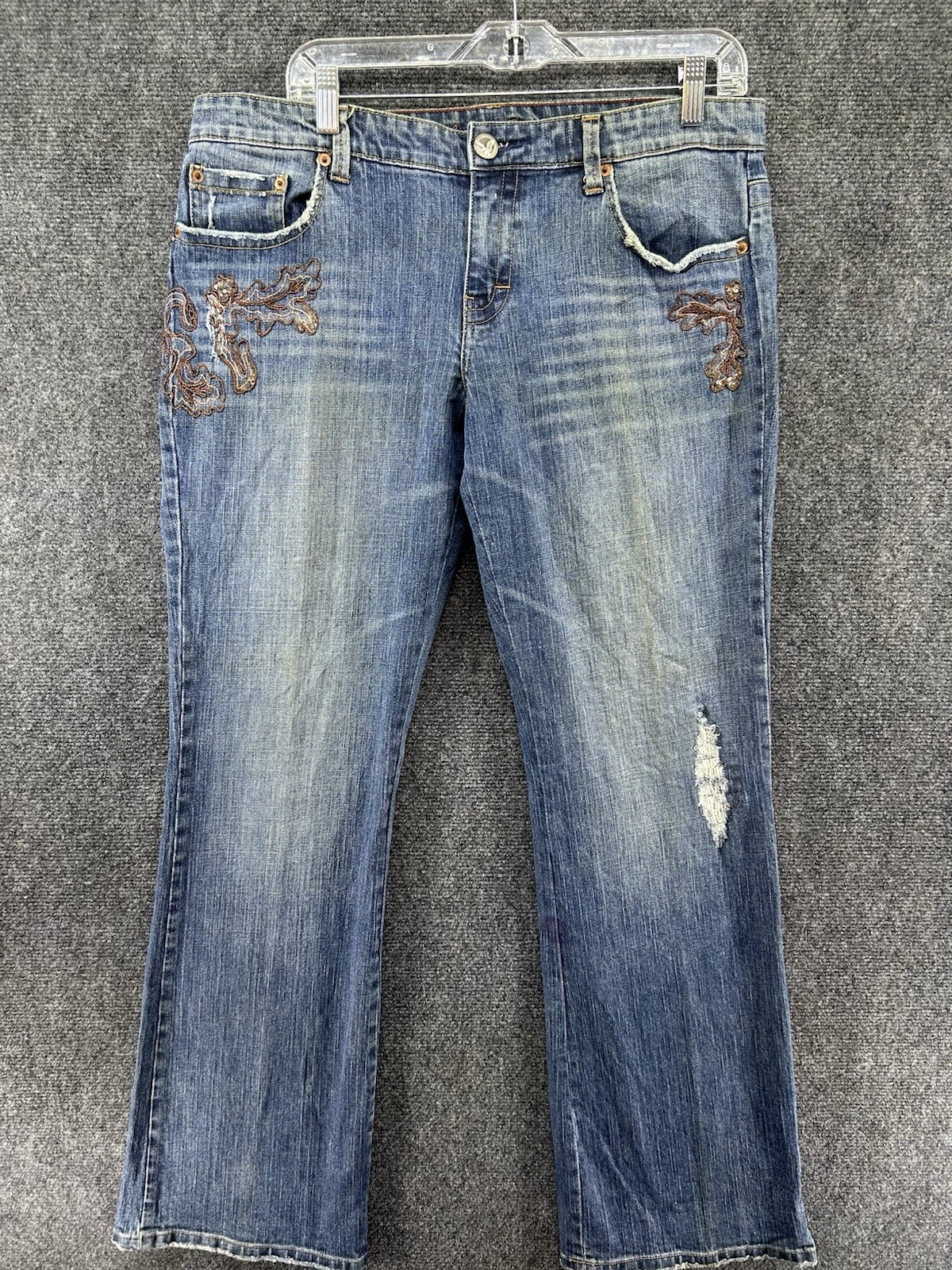 VTG American Eagle Jeans Womens 12 Reg Stretch Boot Denim Embroidered Sequin 90s