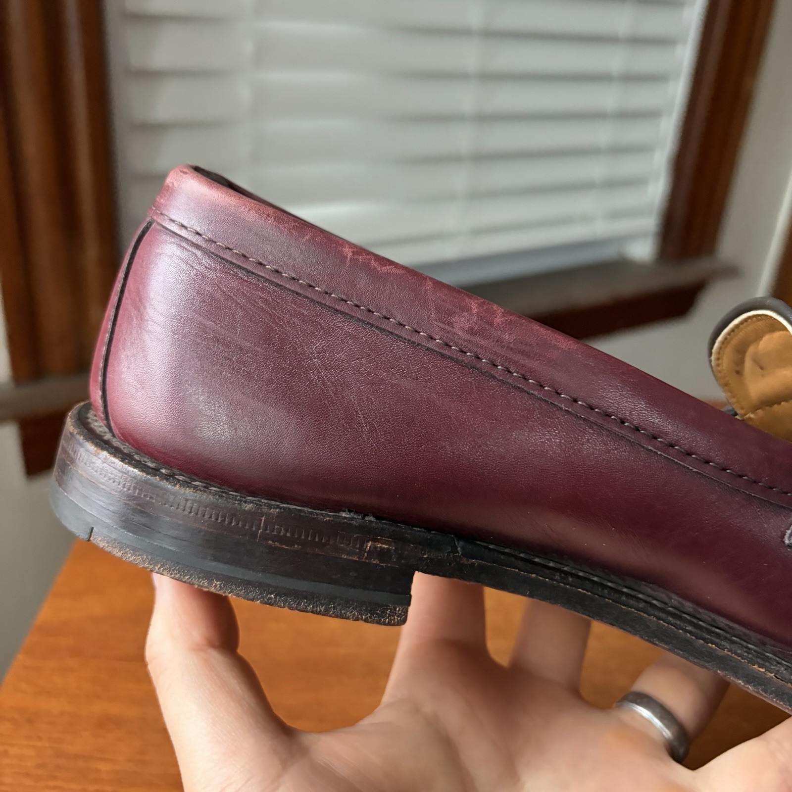 ALDEN 10.5D BURGUNDY CALF HANDSEWN LHS PENNY LOAFERS SHOES 984 10.5 D