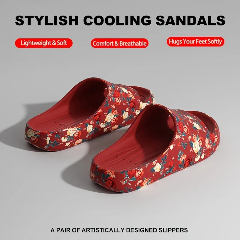 Cloud Slippers Floral Slide Sandals EVA Soft Indoor Outdoor Unisex Shoes