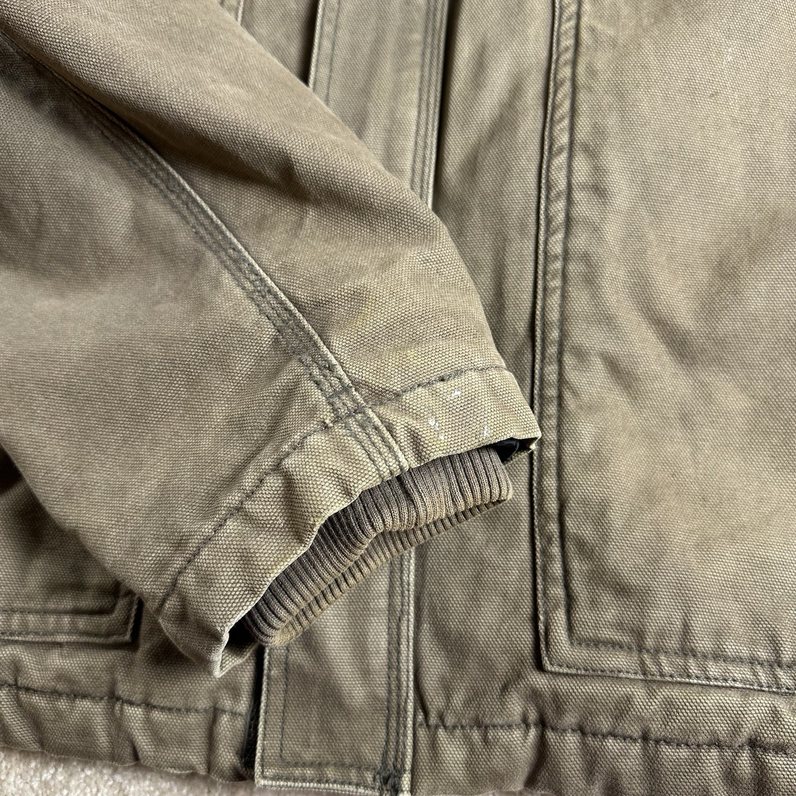 Guide Series Jacket Mens XL Tan Quilted Lined Canvas Coat Heavy Zip Pockets Vtg