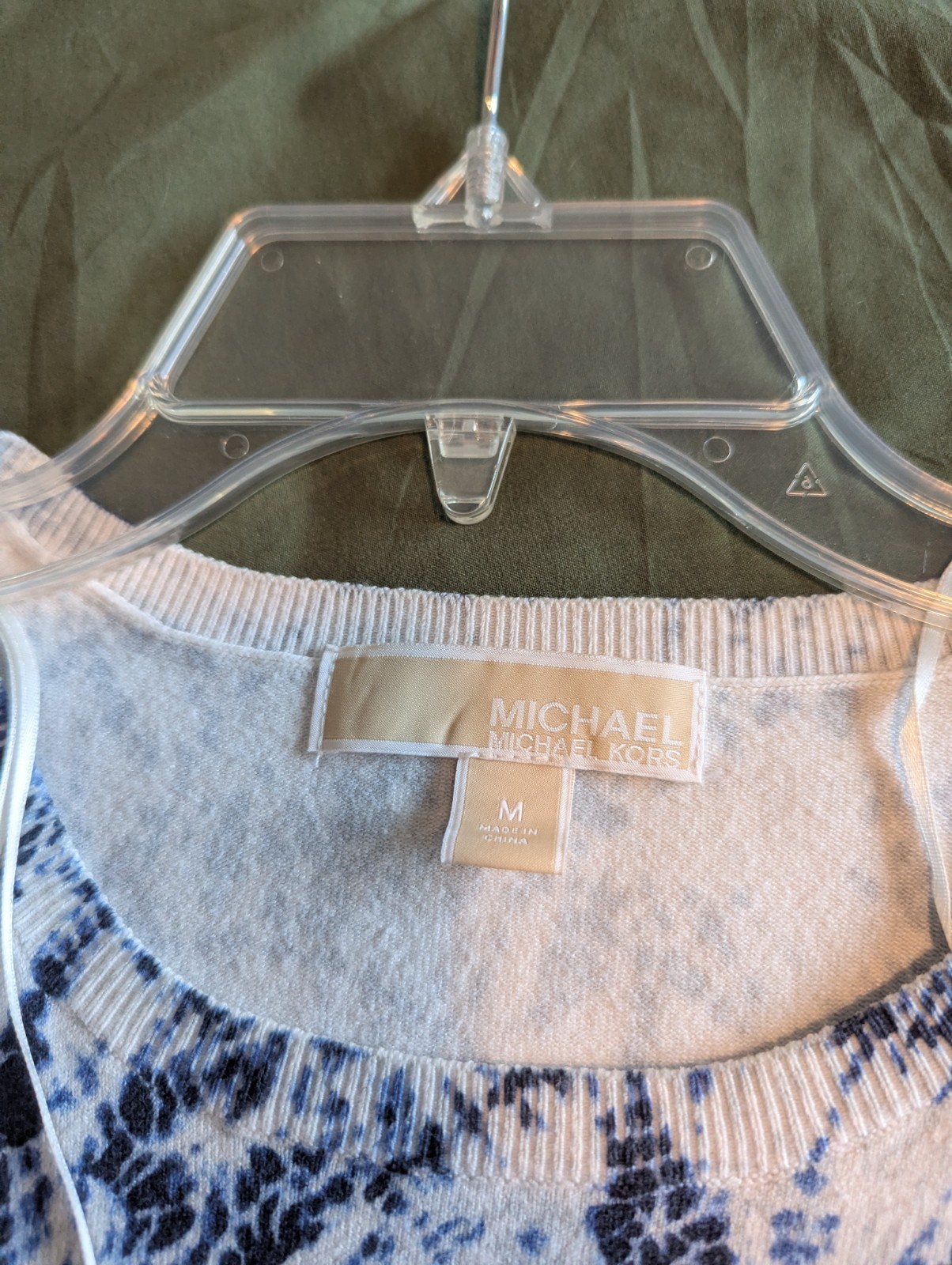 Michael Kors abstract Blue and White Tie-Dye short sleeve Shift Dress Size M