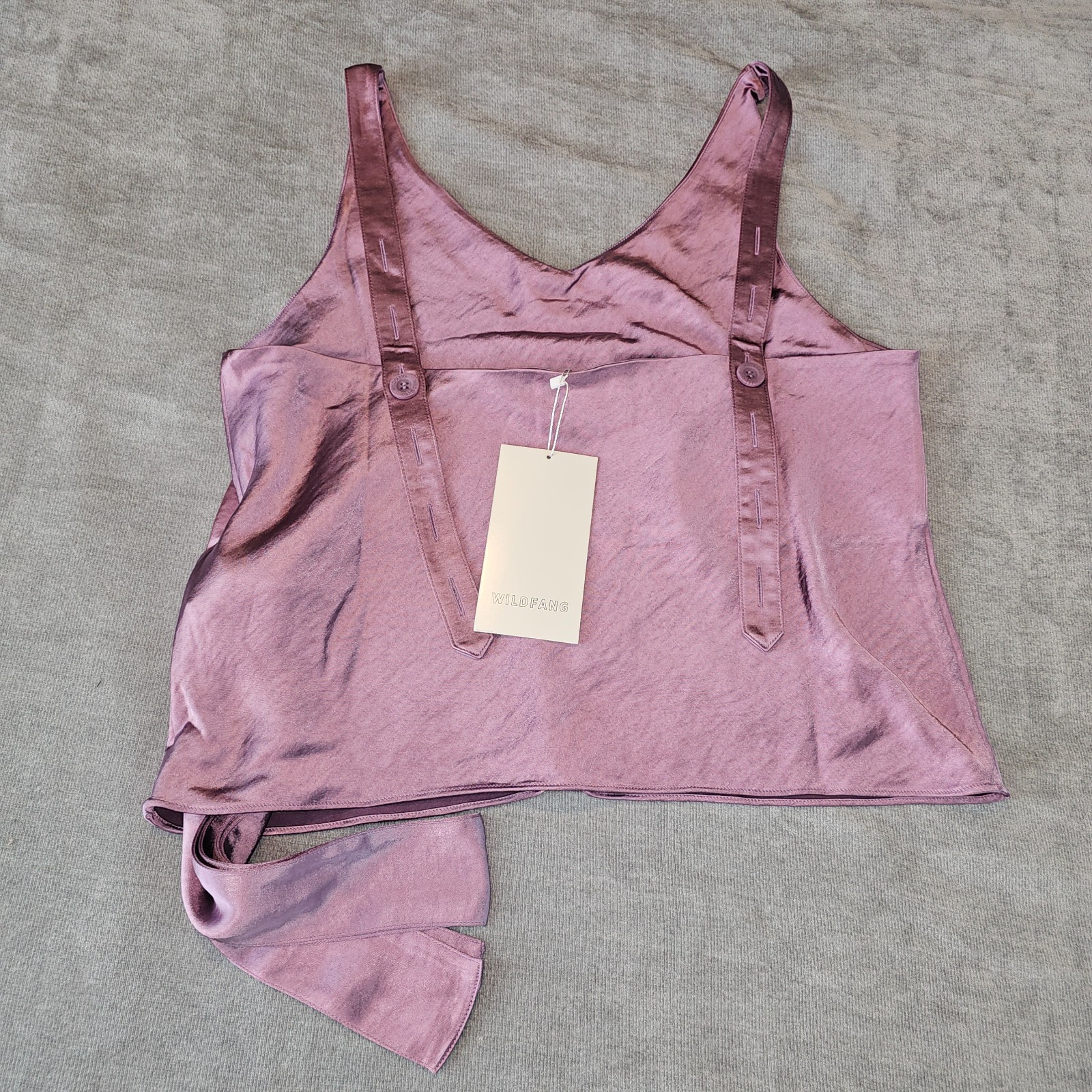 Wildfang The Empower Satin Cami Tank Medium W Tie Mauve Purple NEW