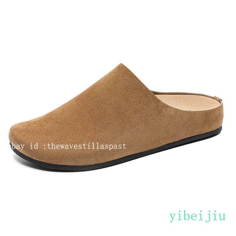 Mens Suede Mule Slip-On Clogs Casual Round Toe Slippers Flat Loafers Shoes Wide