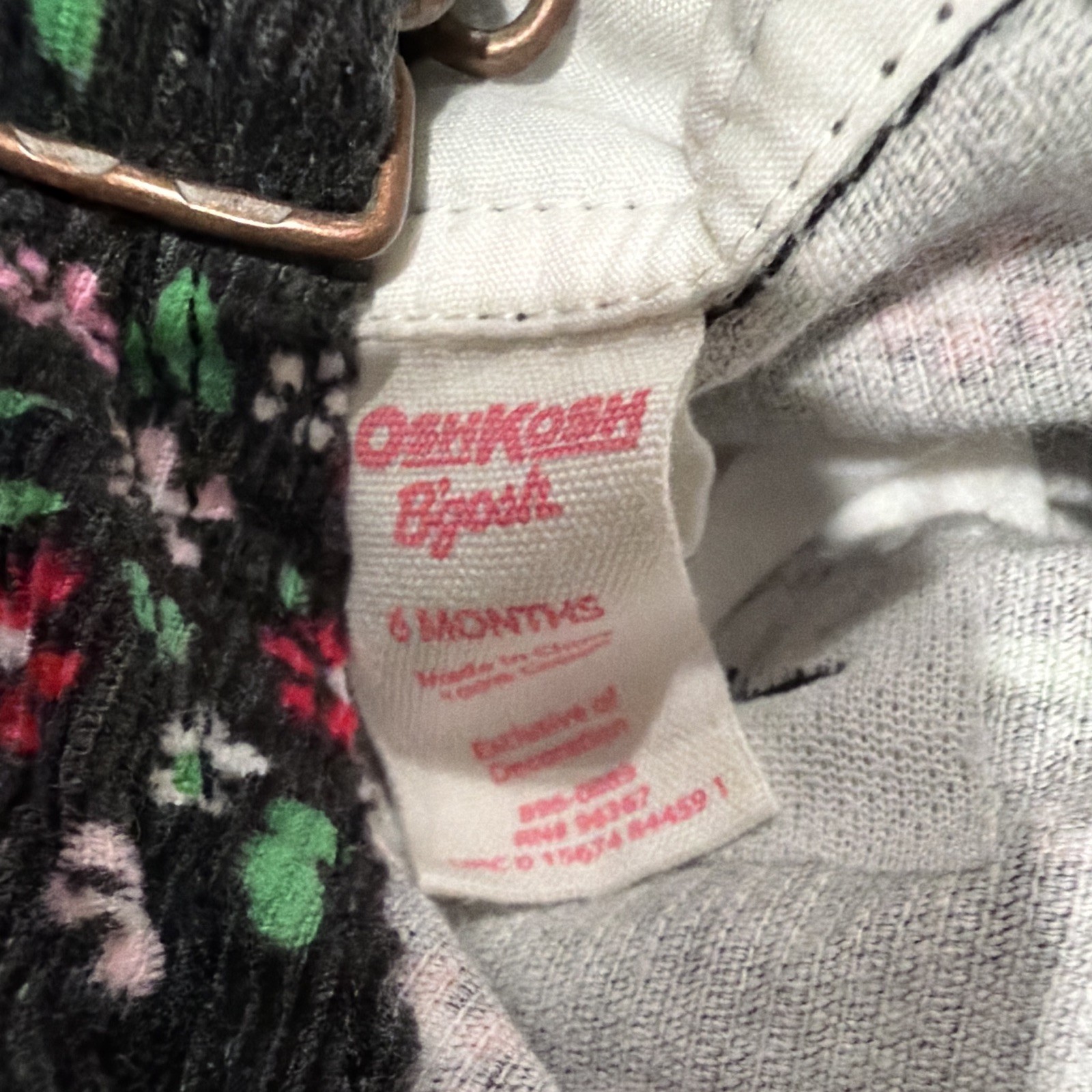 OshKosh B’gosh Corduroy Overall One-Piece Floral, 6 Months, Black/Multicolor