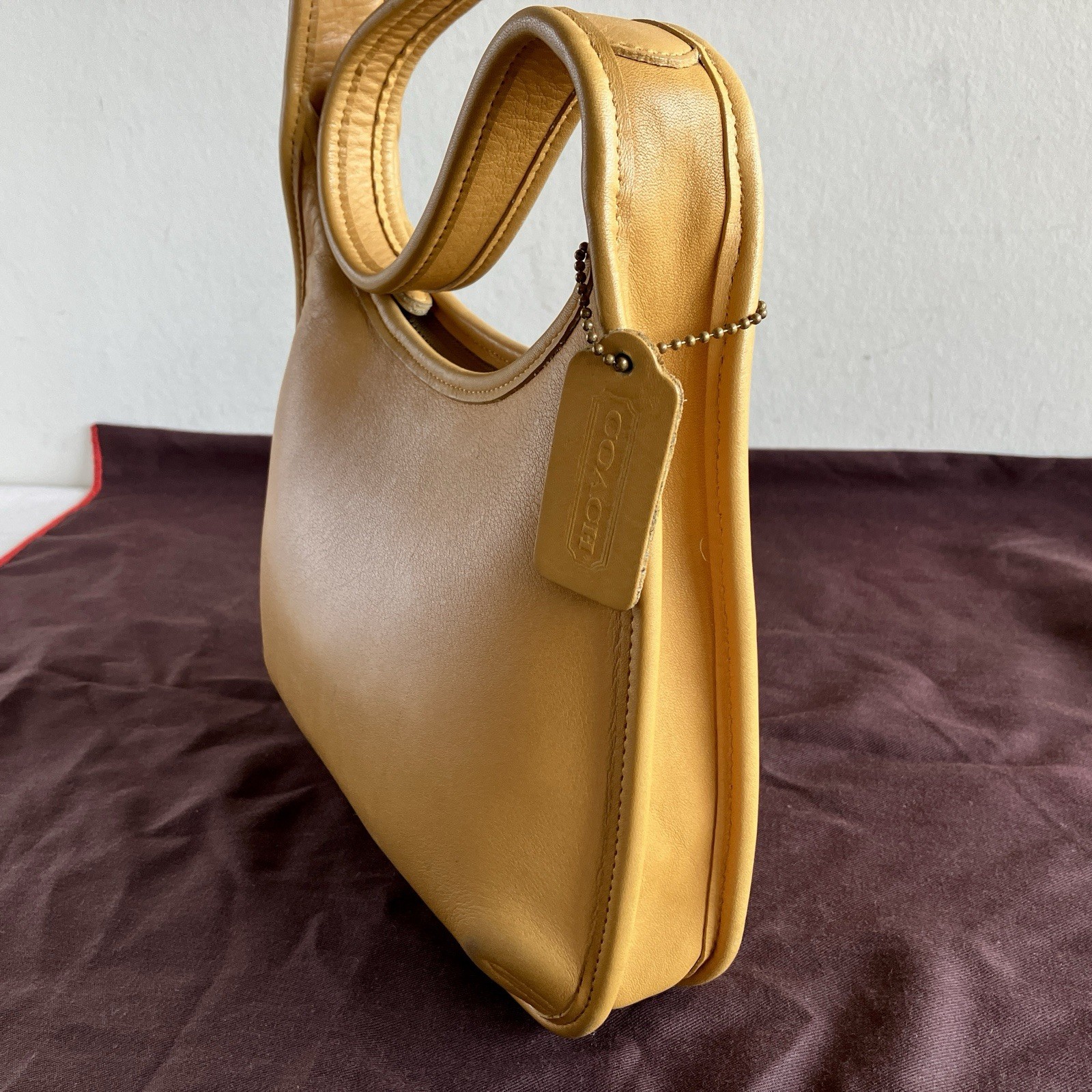 Vintage Coach Ergo Mini Zip Hobo 9020 Yellow Leather Shoulder Bag 90s USA