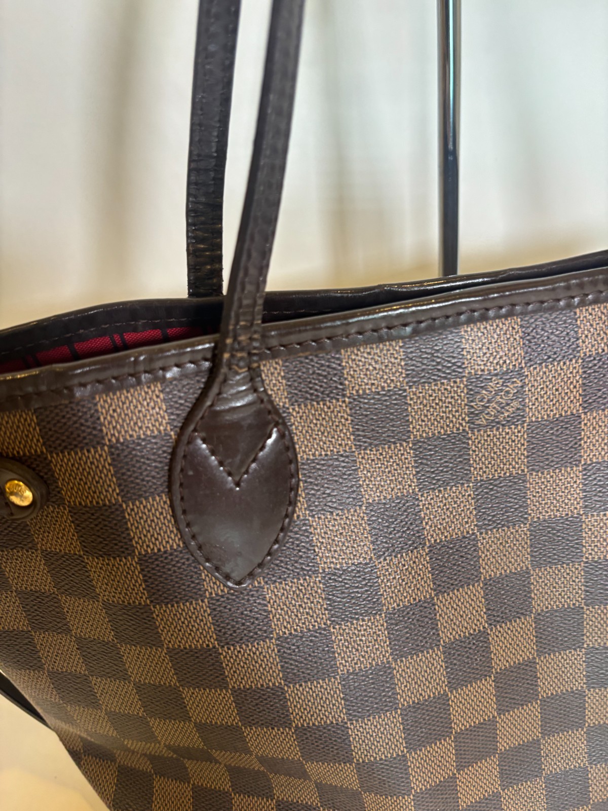 LOUIS VUITTON Neverfull PM Damier Ebene Canvas Brown Tote Bag N51109 Authentic