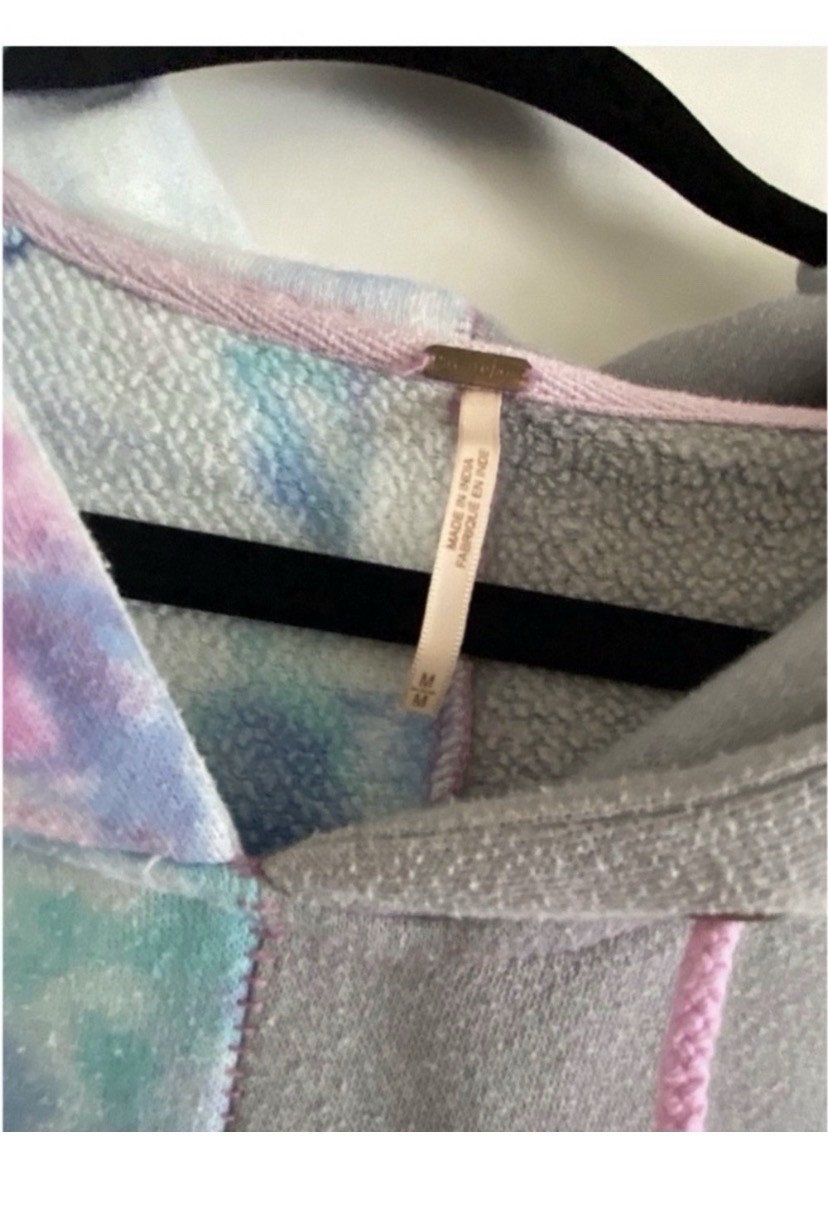 Free People Rare Two Tone Tie Dye Hooded Sweatshirt Size XL