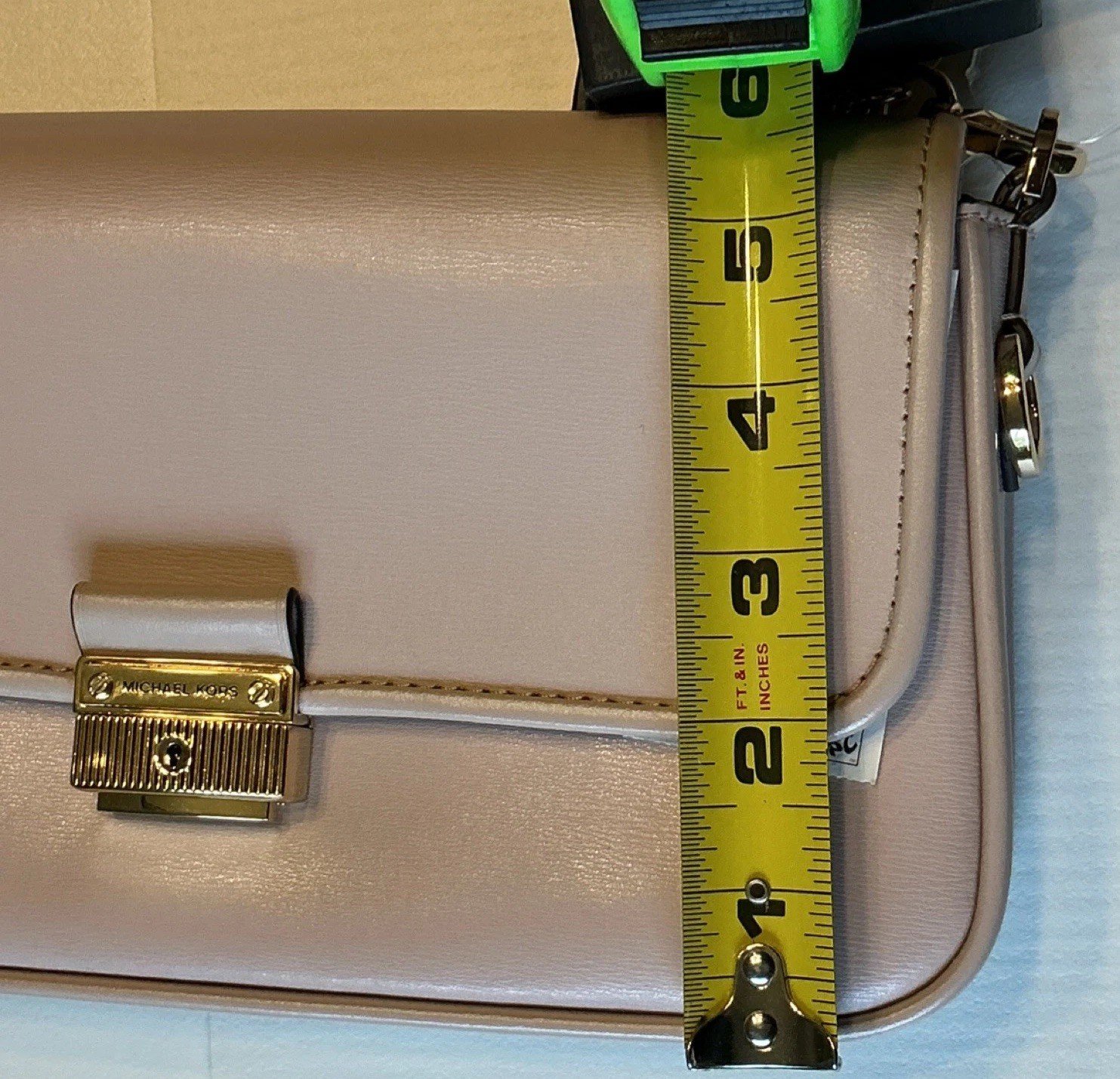 Michael Kors Beige/Pink Small Shoulder Bag Gold Hardware Clasp Chain