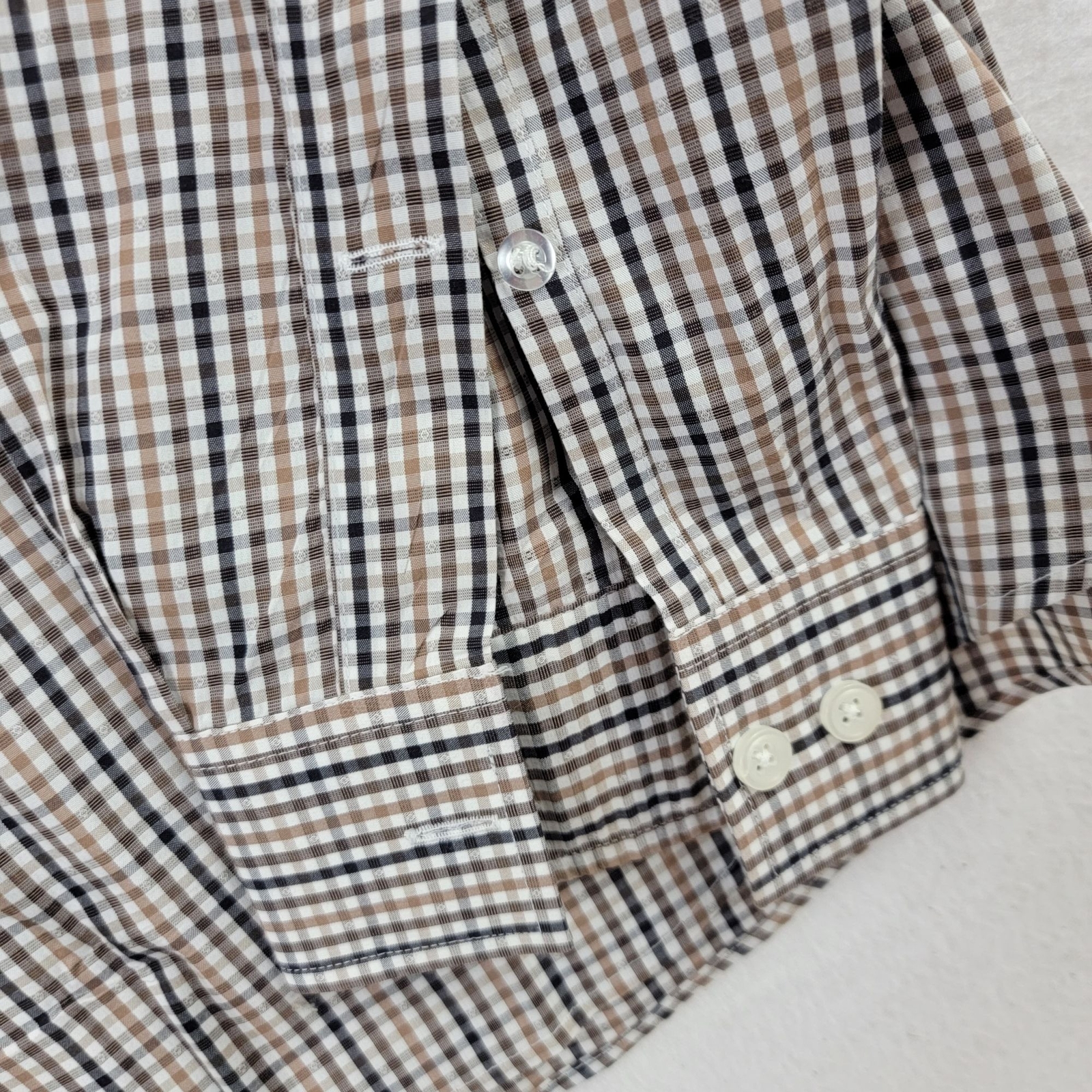 Michael Kors Slim Fit Travel Stretch Mens L Checkered Button-Up Shirt 16.5 34/35