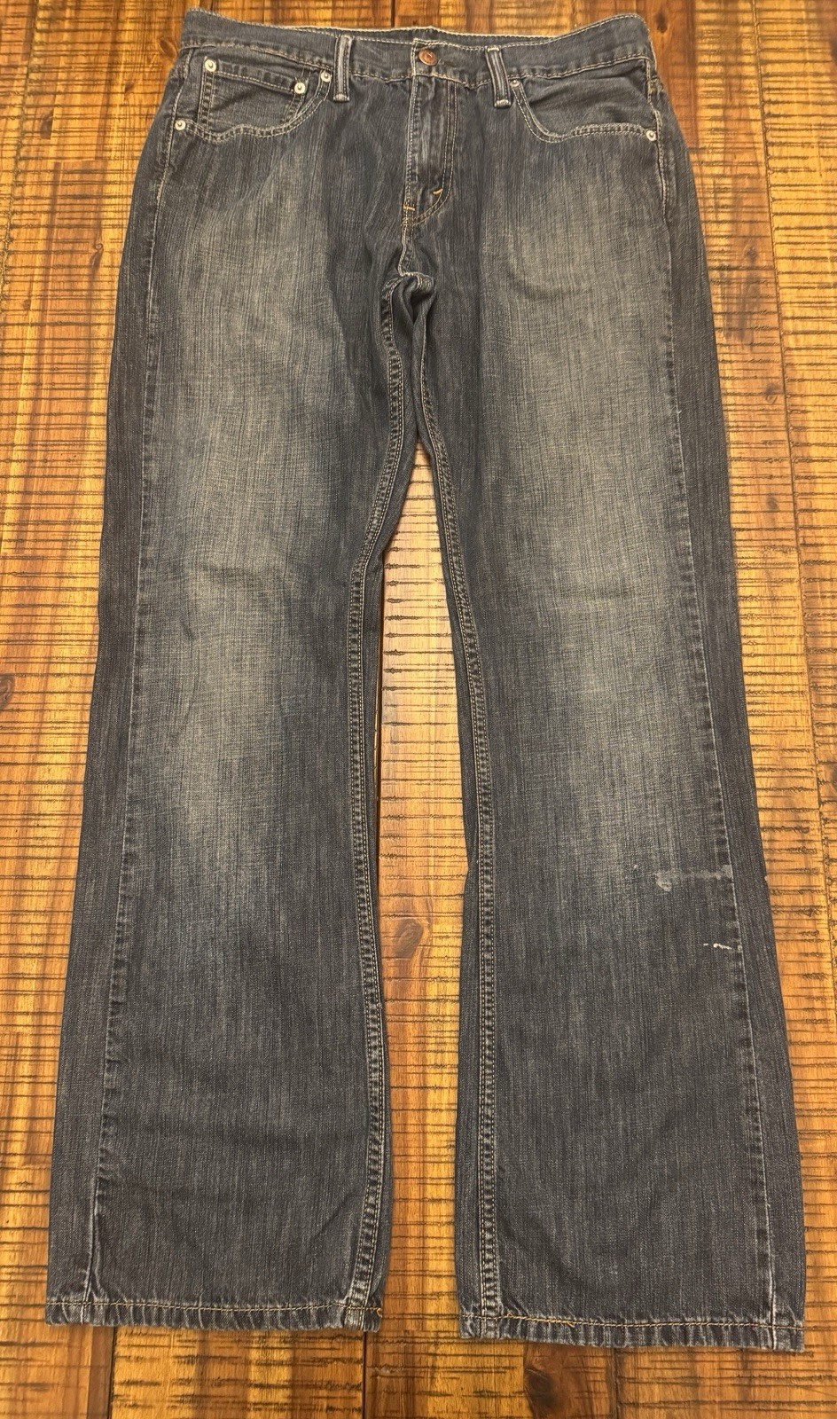 Levi’s Men’s 527 Bootcut 33×32 Dark Wash Distressed Denim Jeans