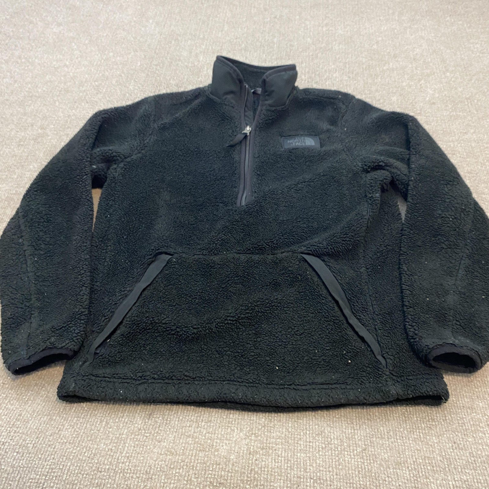 The North Face Jacket Boys Large 14/16 Black Sherpa Fleece 1/4 Zip Pullover