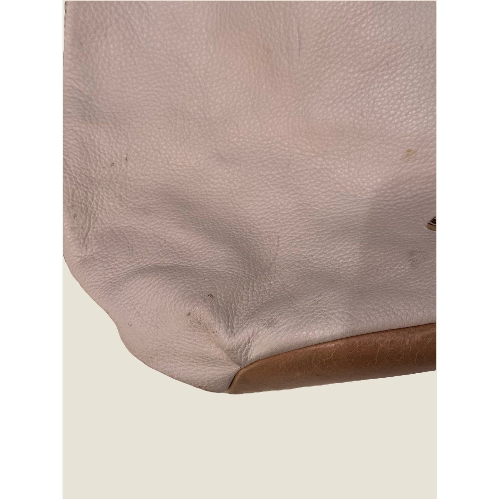Elliott Luca Leather Cream Studded Zippered Pebbled Hobo Large Barnie Handbag